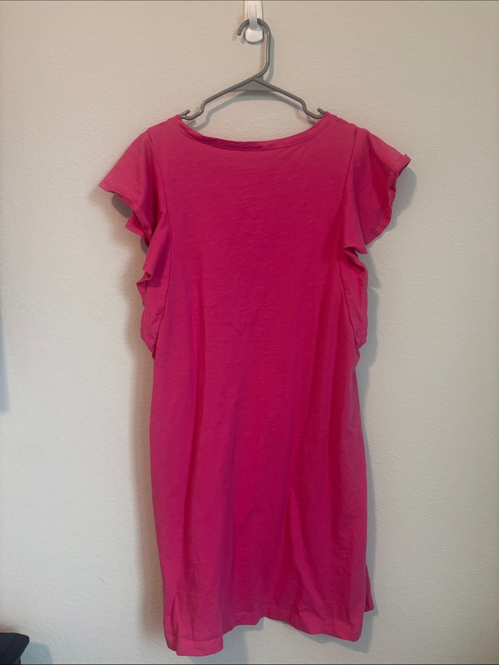 Goodthreads XL Crewneck flutter sleeve 100% cotton Tshirt dress in Hot Pink - Picture 5 of 5